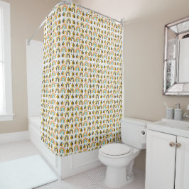Cute Bumble Bee and Rainbows Pattern Douchegordijn
