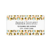 Cute Bumble Bee and Rainbows Pattern Etiket (Voorkant)