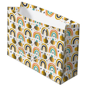 Cute Bumble Bee and Rainbows Pattern Groot Cadeauzakje