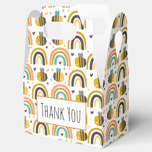 Cute Bumble Bee and Rainbows Pattern Hartelijk dan Bedankdoosjes (Geopend)