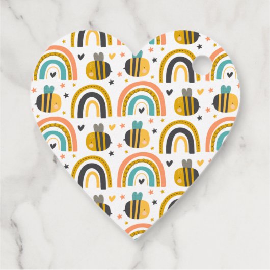 Cute Bumble Bee and Rainbows Pattern Hartelijk dan Bedankjes Labels (Achterkant)