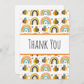 Cute Bumble Bee and Rainbows Pattern Hartelijk dan Bedankkaart (Voorkant / Achterkant)