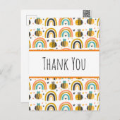 Cute Bumble Bee and Rainbows Pattern Hartelijk dan Briefkaart (Voorkant / Achterkant)
