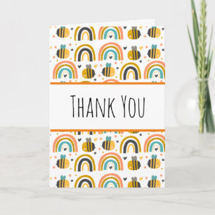 Cute Bumble Bee and Rainbows Pattern Hartelijk dan Kaart