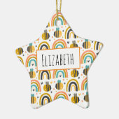 Cute Bumble Bee and Rainbows Pattern Keramisch Ornament (Links)