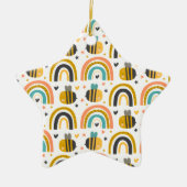 Cute Bumble Bee and Rainbows Pattern Keramisch Ornament (Voorkant)