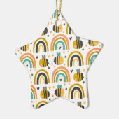 Cute Bumble Bee and Rainbows Pattern Keramisch Ornament (Links)