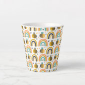 Cute Bumble Bee and Rainbows Pattern Latte Mok (Voorkant)