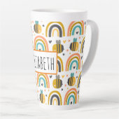 Cute Bumble Bee and Rainbows Pattern Latte Mok (Rechterhoek)