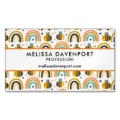 Cute Bumble Bee and Rainbows Pattern Magnetisch Visitekaartje (Voorkant)