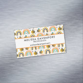 Cute Bumble Bee and Rainbows Pattern Magnetisch Visitekaartje (Voorbeeld)