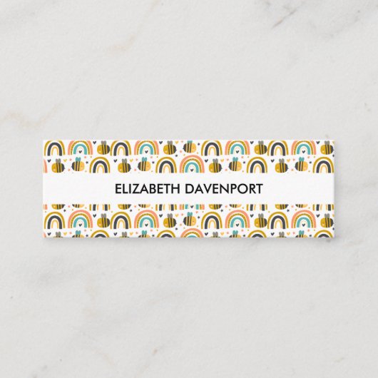 Cute Bumble Bee and Rainbows Pattern Mini Visitekaartje (Voorkant)