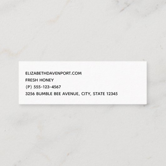 Cute Bumble Bee and Rainbows Pattern Mini Visitekaartje (Achterkant)