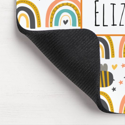 Cute Bumble Bee and Rainbows Pattern Muismat (Hoek)