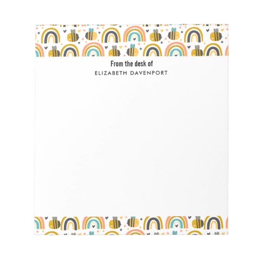 Cute Bumble Bee and Rainbows Pattern Notitieblok (Voorkant)
