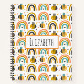 Cute Bumble Bee and Rainbows Pattern Notitieboek (Voorkant)