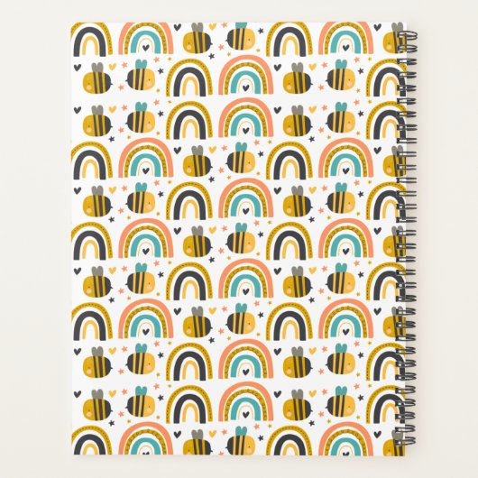 Cute Bumble Bee and Rainbows Pattern Planner (Achterkant)