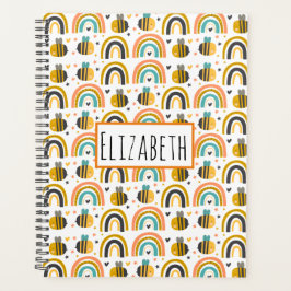 Cute Bumble Bee and Rainbows Pattern Planner