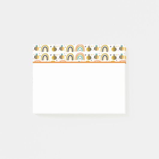 Cute Bumble Bee and Rainbows Pattern Post-it® Notes (Voorkant)