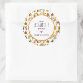 Cute Bumble Bee and Rainbows Pattern Ronde Sticker (Tas)