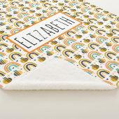 Cute Bumble Bee and Rainbows Pattern Sherpa Deken (3/4)