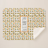 Cute Bumble Bee and Rainbows Pattern Sherpa Deken (Voorkant (horizontaal))