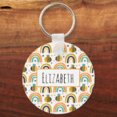 Cute Bumble Bee and Rainbows Pattern Sleutelhanger (Voorkant)