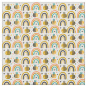 Cute Bumble Bee and Rainbows Pattern Stof (Close Up)