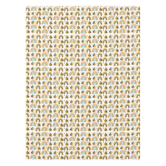 Cute Bumble Bee and Rainbows Pattern Tafelkleed (Voorkant)