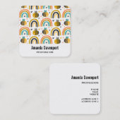 Cute Bumble Bee and Rainbows Pattern Vierkante Visitekaartje (Voorkant / Achterkant)