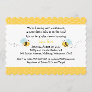 Cute Bumble Bee Baby shower Kaart