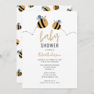 Cute Bumble Bee Baby shower Kaart