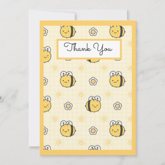 Cute Bumble Bee Boy Girl Baby shower Bedankkaart (Voorkant)