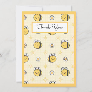 Cute Bumble Bee Boy Girl Baby shower Bedankkaart