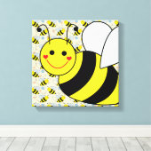 Cute Bumble Bee Canvas Afdruk (Insitu (Houten vloer))