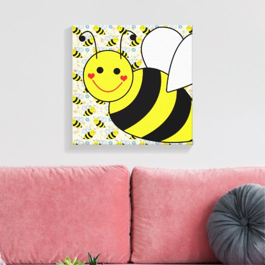 Cute Bumble Bee Canvas Afdruk (Insitu (Woonkamer))