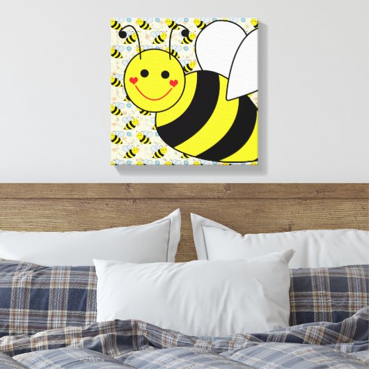 Cute Bumble Bee Canvas Afdruk (Insitu (Slaapkamer))