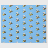 Cute bumble bee cartoon cadeaupapier (Vlak)