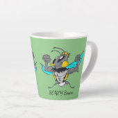Cute Bumble Bee Cartoon Cust.Text Green Latte Mok (Rechterhoek)