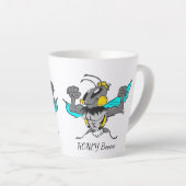 Cute Bumble Bee Cartoon Cust.Text White Latte Mok (Rechterhoek)