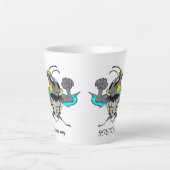 Cute Bumble Bee Cartoon Cust.Text White Latte Mok (Voorkant)