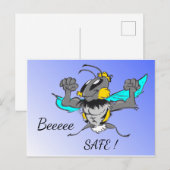 Cute Bumble Bee Cust. Tekst "Wees veilig" Briefkaa Briefkaart (Voorkant / Achterkant)