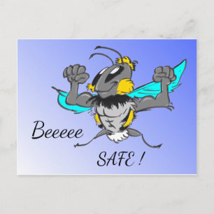 Cute Bumble Bee Cust. Tekst "Wees veilig" Briefkaa Briefkaart