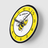 Cute Bumble Bee Custom Ronde Klok (Hoek)