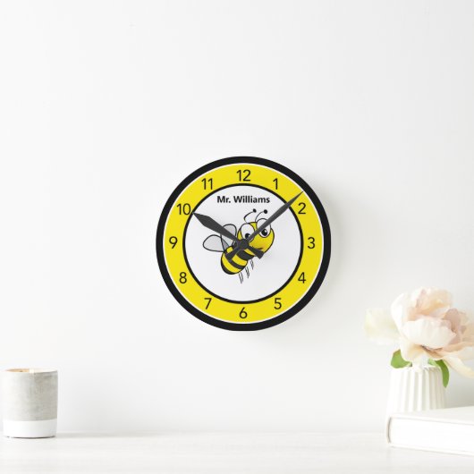 Cute Bumble Bee Custom Ronde Klok (Huis)