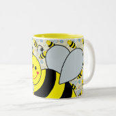 Cute Bumble Bee Design Tweekleurige Koffiemok (Voorkant rechts)