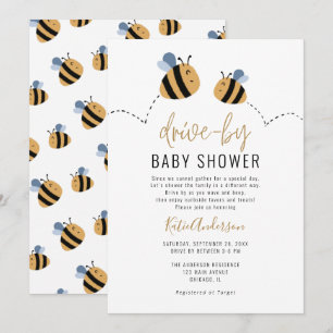 Cute Bumble Bee Drive-by Baby shower Kaart