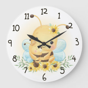 Cute Bumble Bee en Sunflower Grote Klok