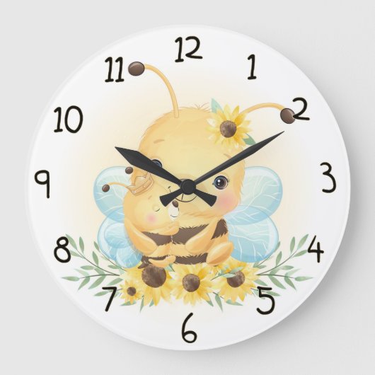 Cute Bumble Bee en Sunflower Grote Klok (Voorkant)