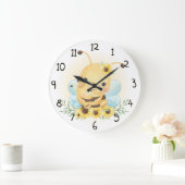 Cute Bumble Bee en Sunflower Grote Klok (Huis)